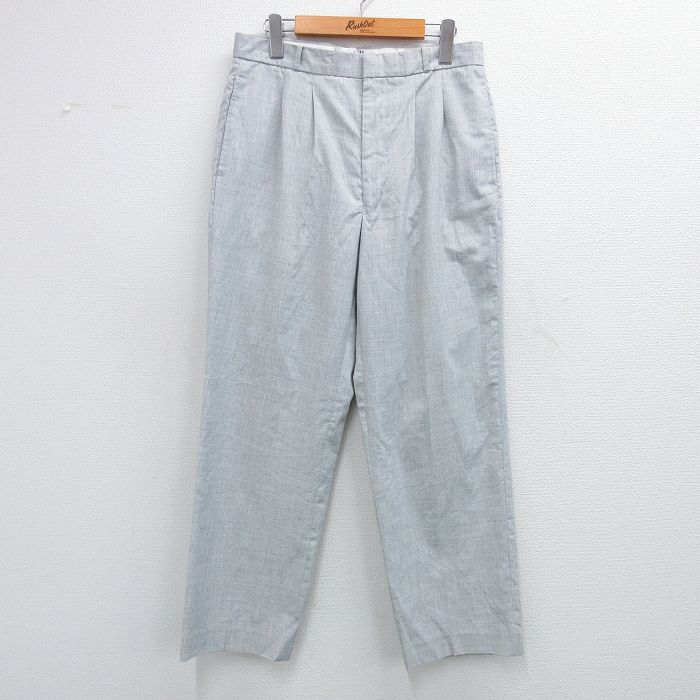 【20%OFF】W32★古着 スラックス パンツ メンズ 薄グレー 25jul07 中古 ボトムス ロング