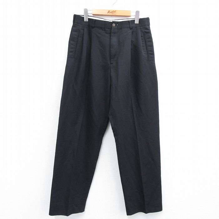 【50%OFF】W33★古着 HAGGAR パンツ メンズ 黒 ブラック 25jul07 中古 ボトムス ロング