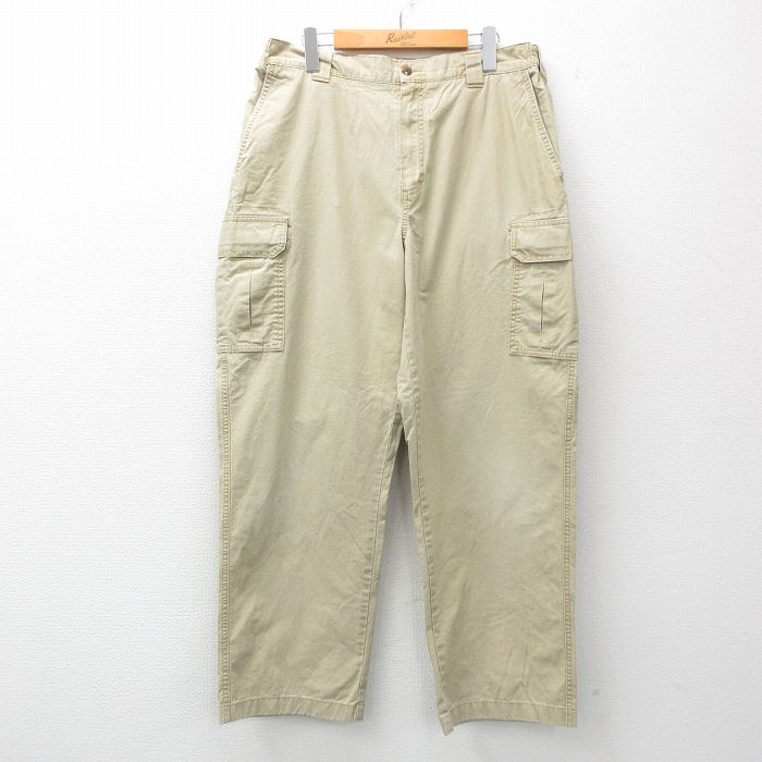W35★古着 エルエルビーン LLBEAN カーゴ パンツ メンズ 00年代 00s コットン ベージュ カーキ 25jul07 中古 ボトムス ロング