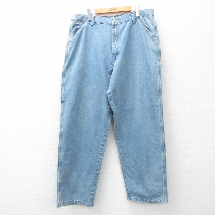 W37★古着 ラングラー Wrangler ペインター パンツ メンズ コットン 薄紺 ネイビー デニム 25jul07 中古 ボトムス ロング