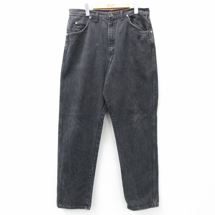 W35★古着 ラングラー Wrangler ジーンズ メンズ 黒 ブラック デニム 25jul07 中古 ボトムス ジーパン Gパン ロング パンツ