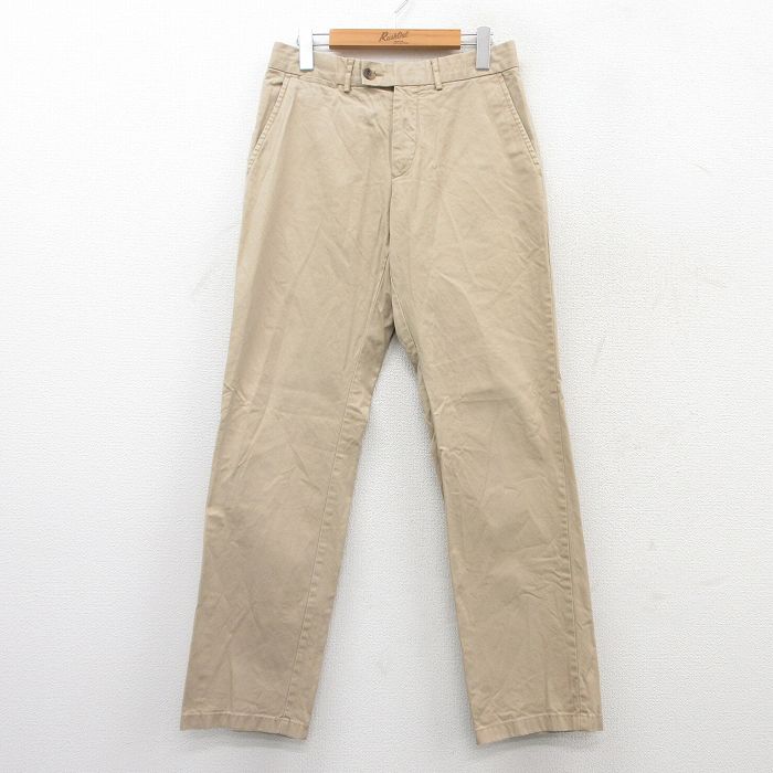 W31★古着 トミーヒルフィガー TOMMY HILFIGER ブランド チノ パンツ チノパン メンズ ワンポイントロゴ コットン ベージュ カーキ 25jul08 中古 ボトムス ロング