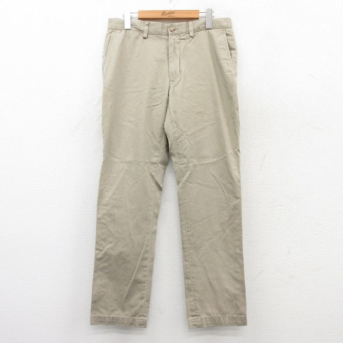 W33★古着 ラルフローレン Ralph Lauren ブランド パンツ メンズ コットン ベージュ カーキ 25jul08 中古 ボトムス ロング