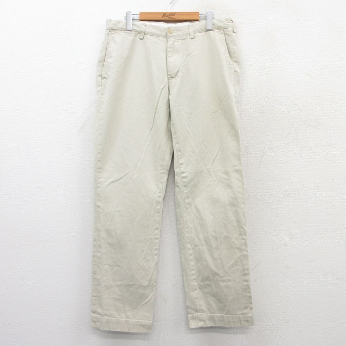 W35★古着 ラルフローレン Ralph Lauren ブランド パンツ メンズ コットン 薄ベージュ カーキ 25jul08 中古 ボトムス ロング