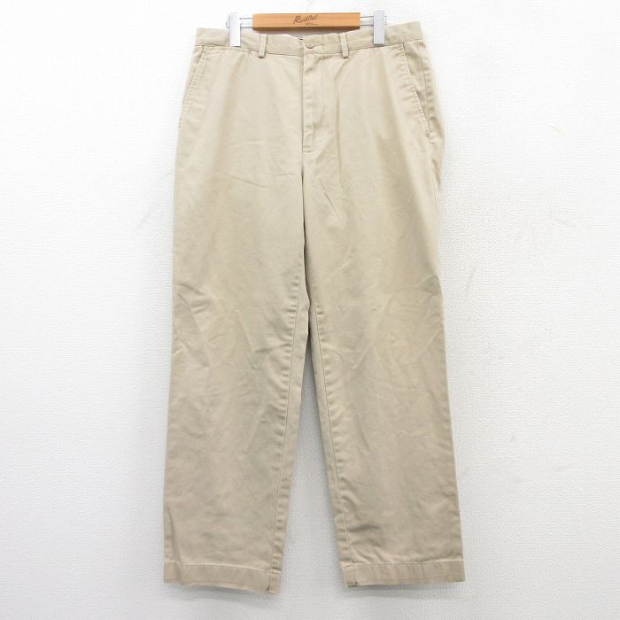 W34★古着 ラルフローレン Ralph Lauren ブランド パンツ メンズ 90年代 90s コットン ベージュ カーキ 25jul08 中古 ボトムス ロング