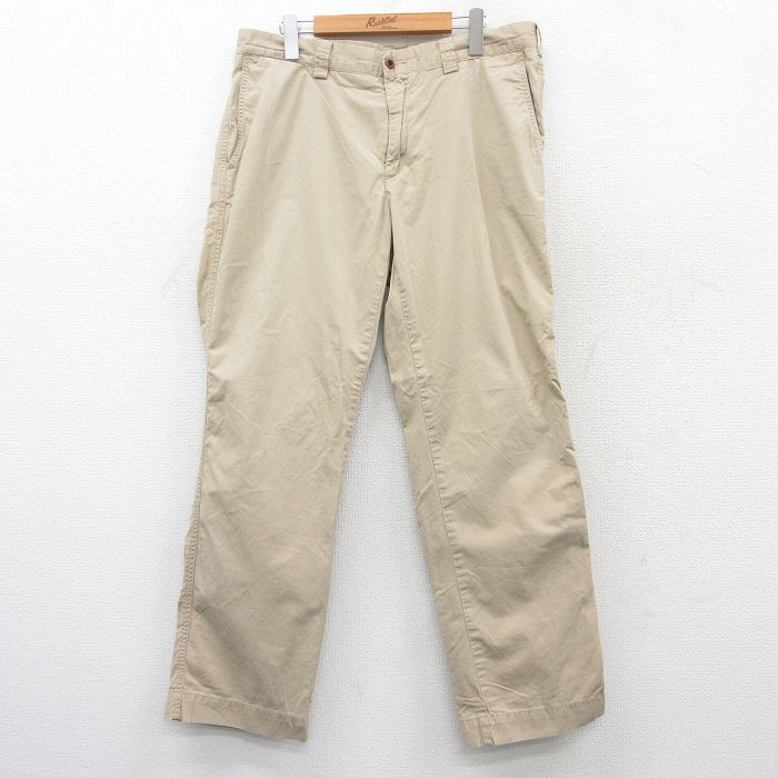 W35★古着 ラルフローレン Ralph Lauren ブランド パンツ メンズ 90年代 90s SUFFIELD コットン ベージュ カーキ 25jul09 中古 ボトムス ロング