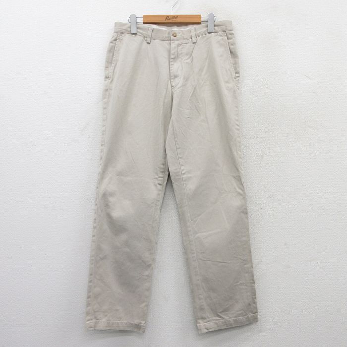 W33★古着 ラルフローレン Ralph Lauren ブランド パンツ メンズ コットン ベージュ カーキ 25jul09 中古 ボトムス ロング