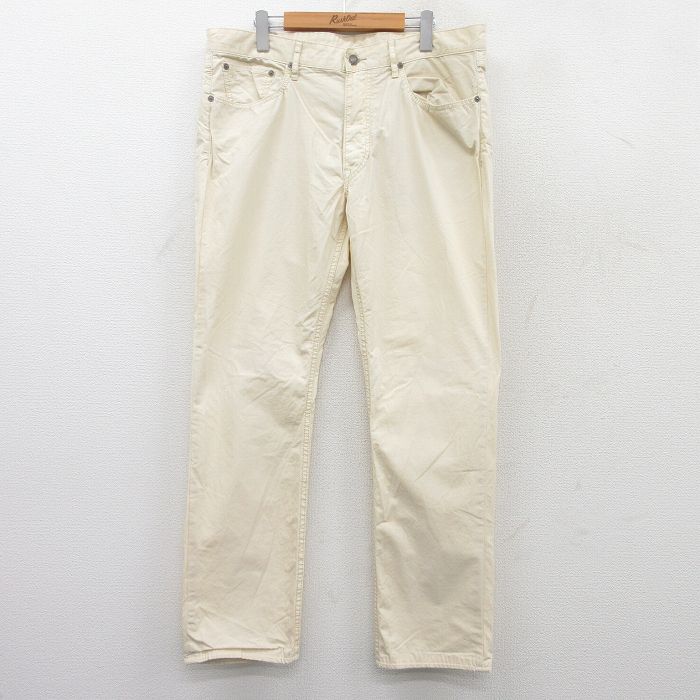 W37★古着 ラルフローレン Ralph Lauren ブランド パンツ メンズ コットン 生成り 25jul09 中古 ボトムス ロング