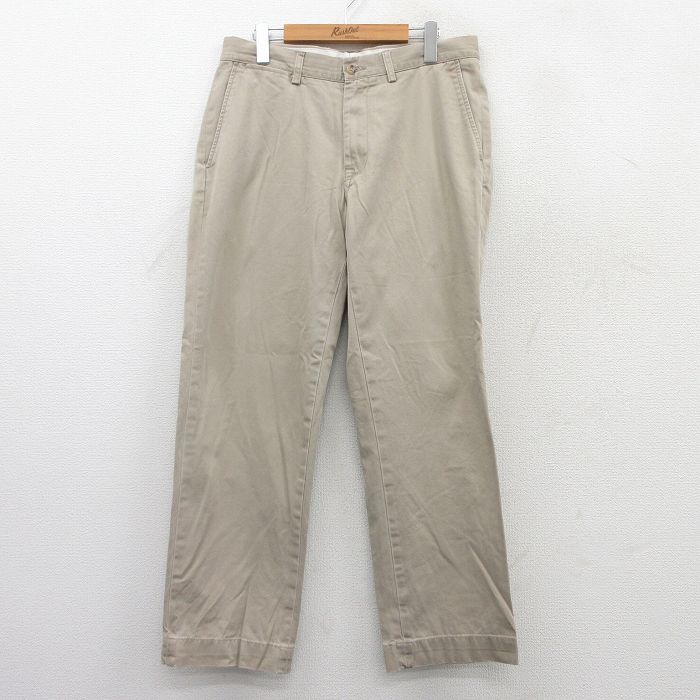 W34★古着 ラルフローレン Ralph Lauren ブランド パンツ メンズ 90年代 90s ワンポイントロゴ コットン ベージュ カーキ 25jul09 中古 ボトムス ロング