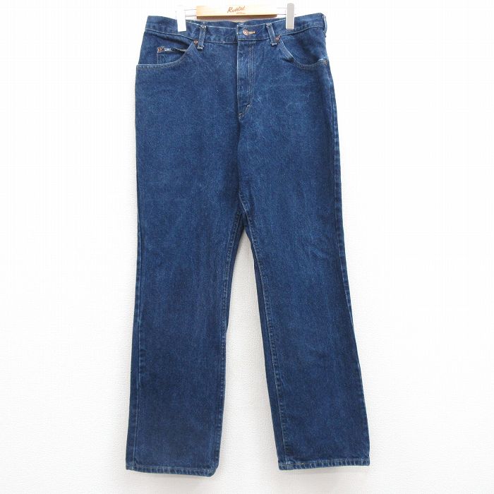 W37★古着 リー Lee ジーンズ メンズ コットン 濃紺 ネイビー デニム 25jul10 中古 ボトムス ジーパン Gパン ロング パンツ