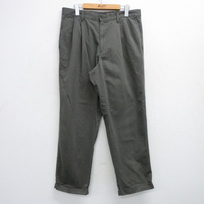 【20%OFF】W35★古着 ドッカーズ パンツ メンズ コットン 濃緑系 グリーン 25jul10 中古 ボトムス ロング