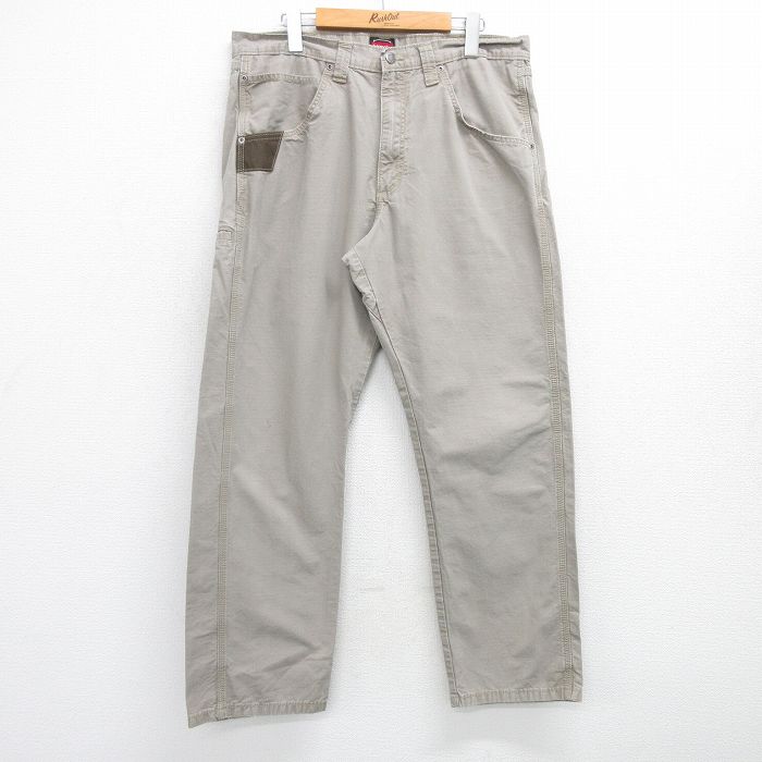 【50%OFF】W36★古着 ラングラー Wrangler パンツ メンズ リップストップ ベージュ カーキ 25jul10 中古 ボトムス ロング