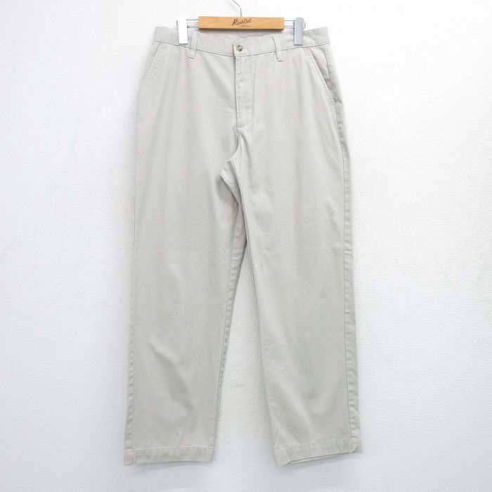 W33★古着 ベーシックエディションズ パンツ メンズ 薄ベージュ系 カーキ 25jul10 中古 ボトムス ロング