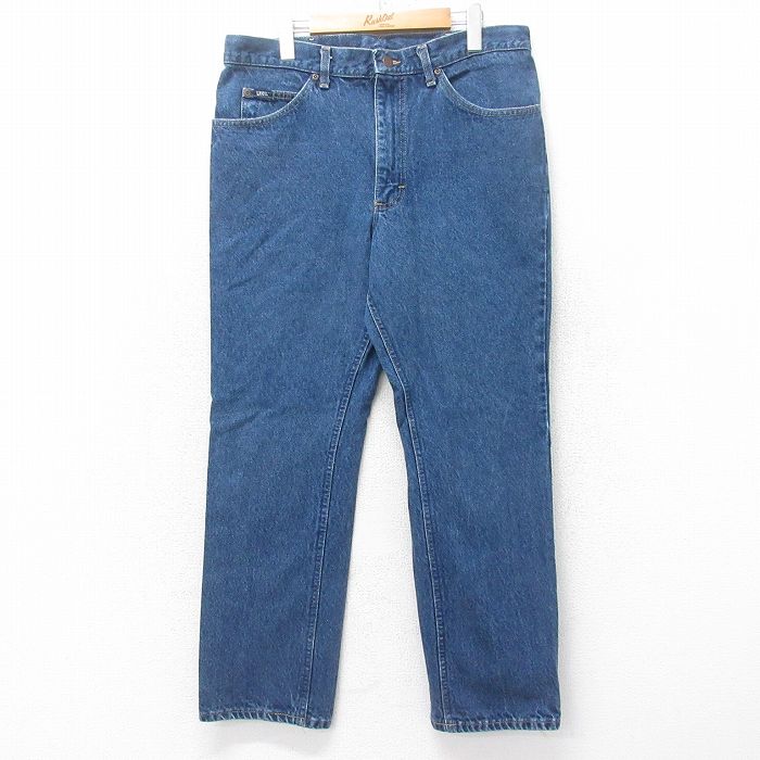 W36★古着 リー Lee ジーンズ メンズ 90年代 90s コットン USA製 紺 ネイビー デニム 25jul10 中古 ボトムス ジーパン Gパン ロング パンツ