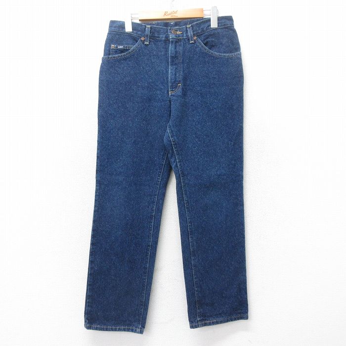 W32★古着 リー Lee ジーンズ メンズ コットン 濃紺 ネイビー デニム 25jul10 中古 ボトムス ジーパン Gパン ロング パンツ
