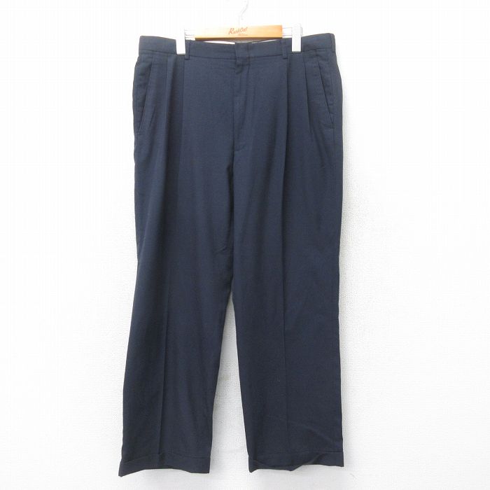 【20%OFF】W36★古着 HAGGAR スラックス パンツ メンズ 紺 ネイビー 25jul10 中古 ボトムス ロング