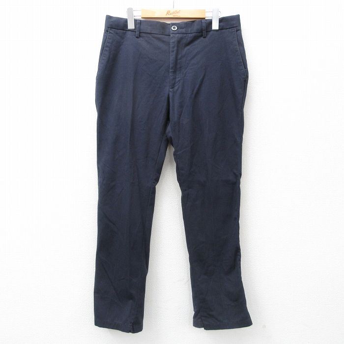 W35★古着 ドッカーズ パンツ メンズ ワンポイントロゴ 濃紺 ネイビー 25jul10 中古 ボトムス ロング