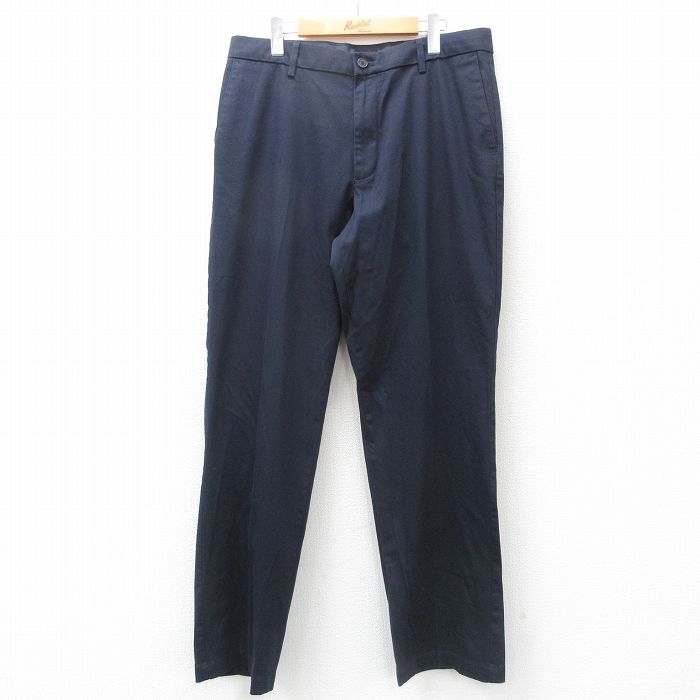W36★古着 ドッカーズ パンツ メンズ ワンポイントロゴ 紺 ネイビー 25jul10 中古 ボトムス ロング