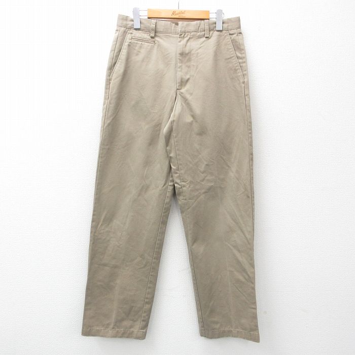 W32★古着 ドッカーズ パンツ メンズ ワンポイントロゴ コットン ベージュ カーキ 25jul10 中古 ボトムス ロング
