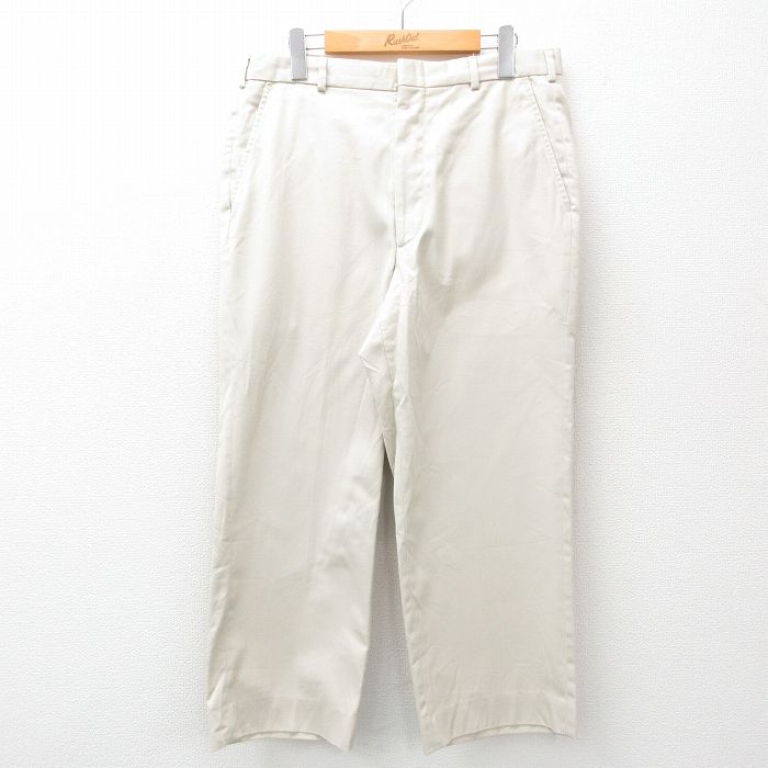 【50%OFF】W33★古着 エルエルビーン LLBEAN スラックス パンツ メンズ 80年代 80s USA製 薄ベージュ カーキ 【spe】 25jul10 中古 ボトムス ロング