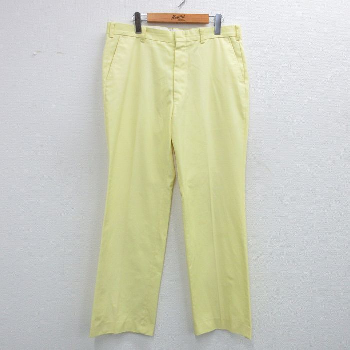 W35★古着 スラックス パンツ メンズ 80年代 80s タロン 黄 イエロー 25jul10 中古 ボトムス ロング