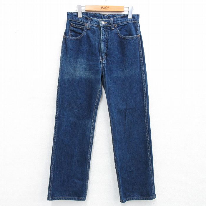 W30★古着 カルバンクライン Calvin Klein ジーンズ メンズ ヒゲ コットン 濃紺 ネイビー デニム 25jul10 中古 ボトムス ジーパン Gパン ロング パンツ