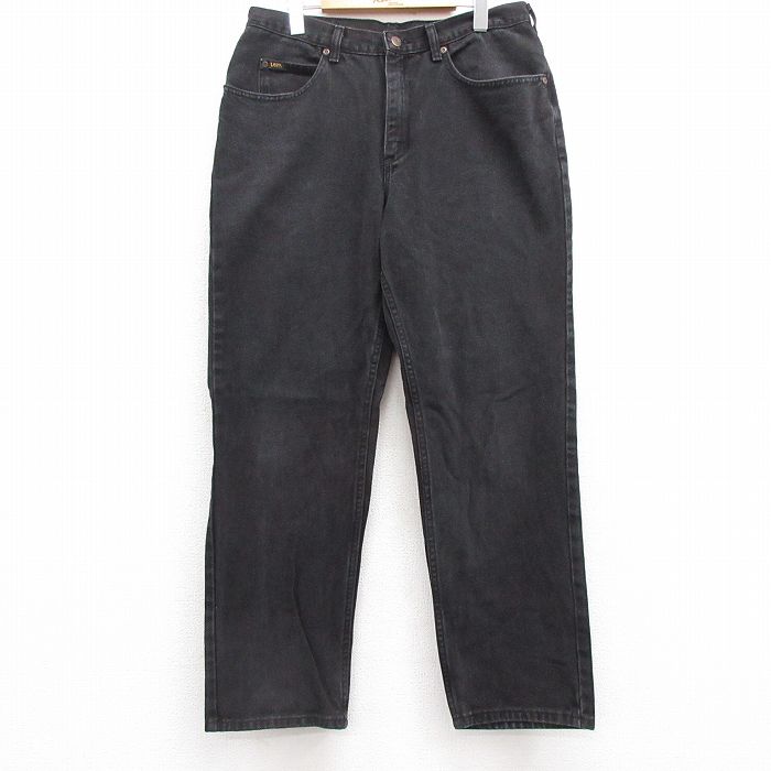 W34★古着 リー Lee ジーンズ メンズ 黒 ブラック デニム 25jul10 中古 ボトムス ジーパン Gパン ロング パンツ