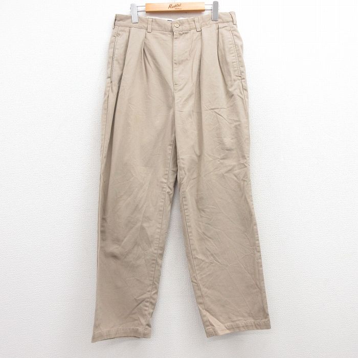 W34★古着 ラルフローレン Ralph Lauren ブランド チノ パンツ チノパン メンズ 90年代 90s ANDREW コットン ベージュ カーキ 25jul10 中古 ボトムス ロング