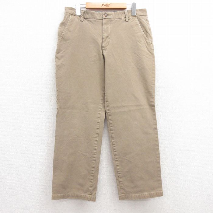 W34★古着 ドッカーズ パンツ メンズ ワンポイントロゴ ベージュ カーキ 25jul10 中古 ボトムス ロング