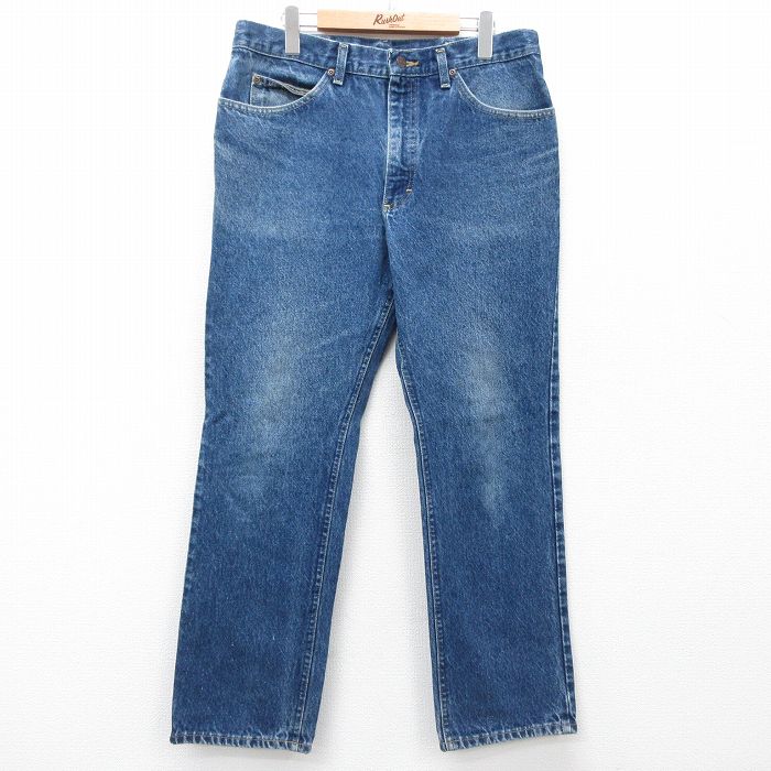 W36★古着 リー Lee ジーンズ メンズ 90年代 90s コットン USA製 紺 ネイビー デニム 25jul11 中古 ボトムス ジーパン Gパン ロング パンツ
