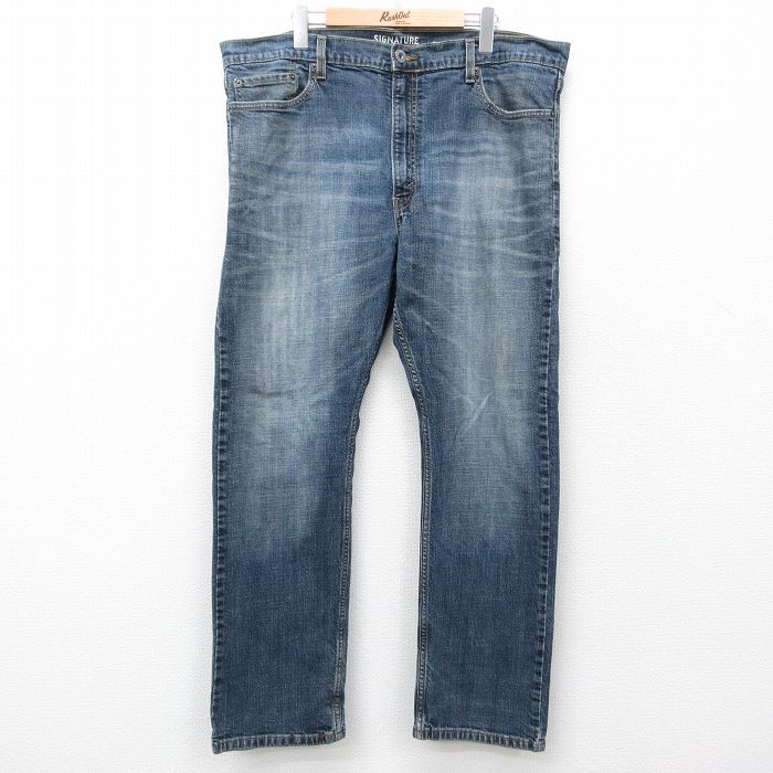W40★古着 リーバイス Levis ジーンズ メンズ ヒゲ 大きいサイズ 紺 ネイビー デニム 25jul11 中古 ボトムス ジーパン Gパン ロング パンツ