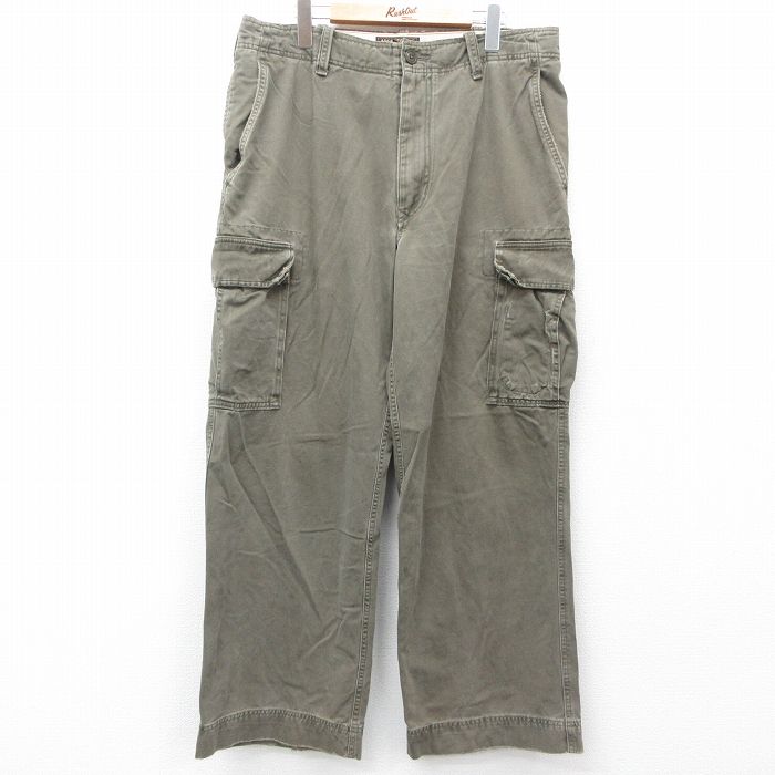 W35★古着 アバクロンビー Abercrombie&fitch カーゴ パンツ メンズ 90年代 90s コットン 緑系 グリーン 【spe】 25jul11 中古 ボトムス ロング
