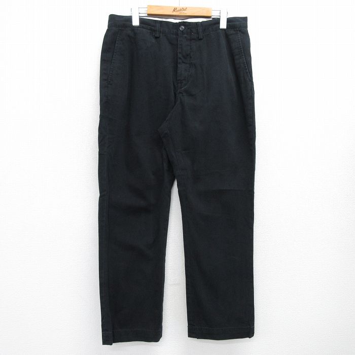 W34★古着 ラルフローレン Ralph Lauren ブランド パンツ メンズ ワンポイントロゴ コットン タロン 黒 ブラック 25jul11 中古 ボトムス ロング