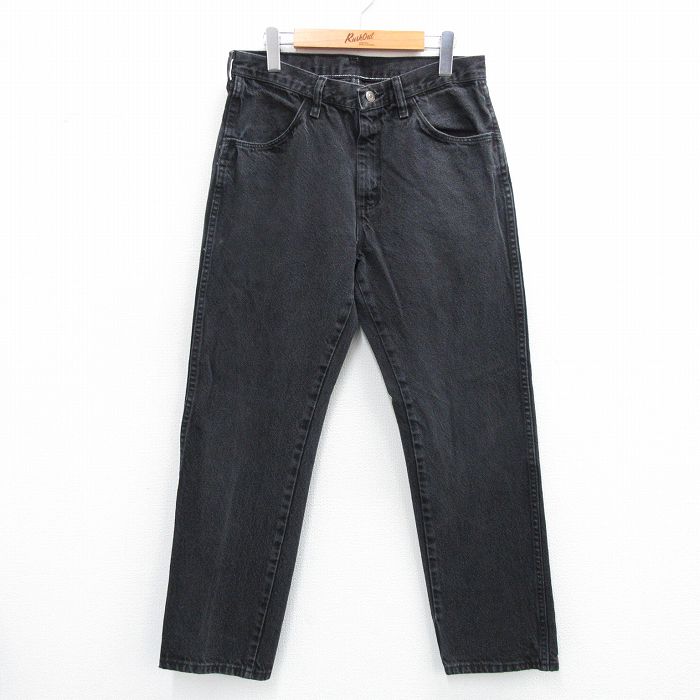 W32★古着 ジーンズ メンズ コットン 黒 ブラック デニム 25jul14 中古 ボトムス ジーパン Gパン ロング パンツ