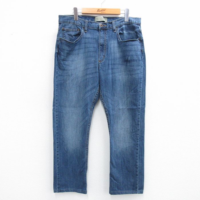 【20%OFF】W35★古着 ラングラー Wrangler ジーンズ メンズ ヒゲ 紺 ネイビー デニム 25jul14 中古 ボトムス ジーパン Gパン ロング パンツ