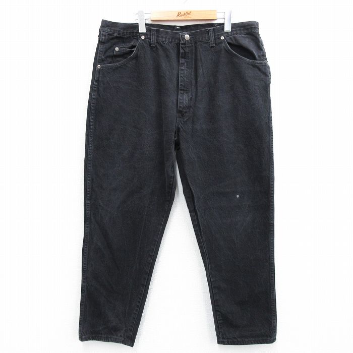 W38★古着 ラングラー Wrangler ジーンズ メンズ 90年代 90s テーパード 大きいサイズ コットン USA製 黒 ブラック 25jul14 中古 ボトムス ジーパン Gパン ロング パンツ