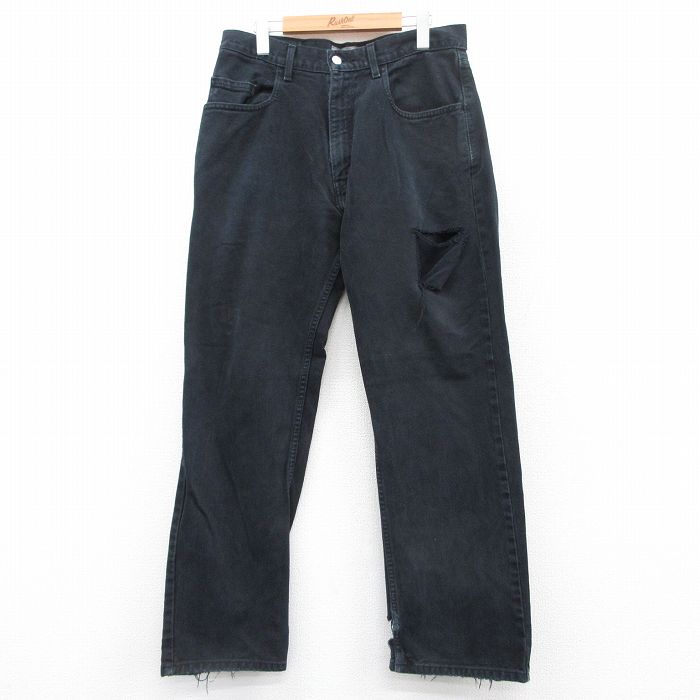 【50%OFF】W34★古着 リーバイス Levis ジーンズ メンズ 00年代 00s シルバータブ コットン 黒 ブラック デニム 25jul15 中古 ボトムス ジーパン Gパン ロング パンツ