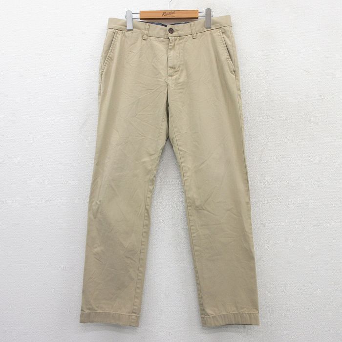 【50%OFF】W34★古着 トミーヒルフィガー TOMMY HILFIGER ブランド パンツ メンズ ワンポイントロゴ コットン ベージュ カーキ 25jul15 中古 ボトムス ロング