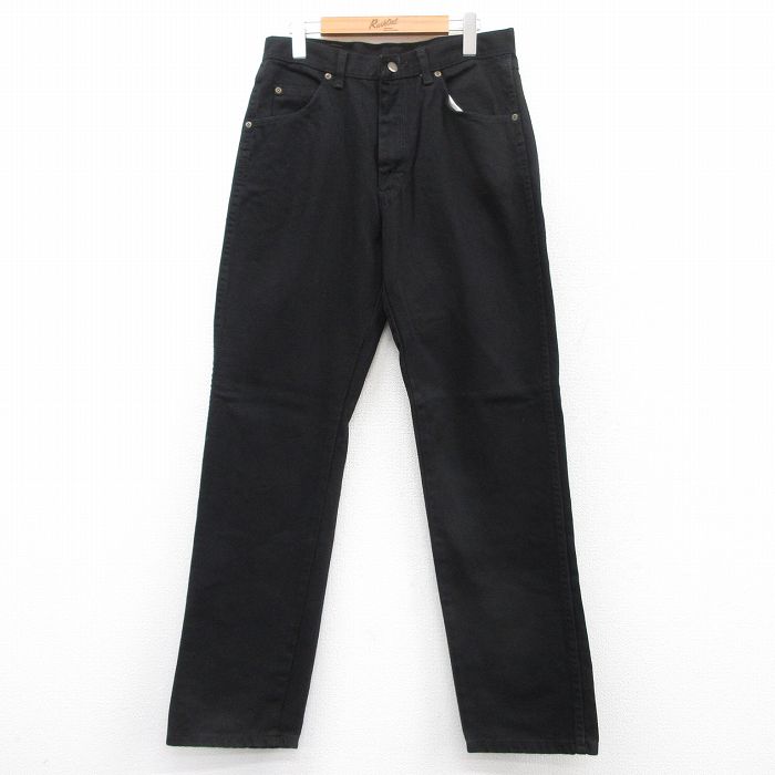 W32★古着 ラングラー Wrangler ジーンズ メンズ コットン 黒 ブラック デニム 25jul15 中古 ボトムス ジーパン Gパン ロング パンツ