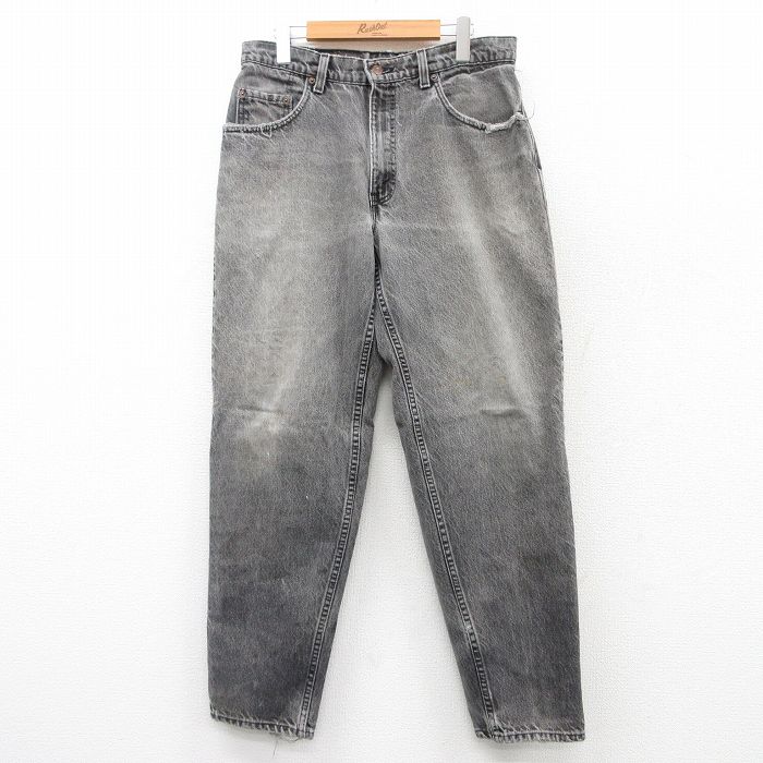 W34★古着 リーバイス Levis ジーンズ メンズ テーパード 黒 ブラック デニム 25jul15 中古 ボトムス ジーパン Gパン ロング パンツ