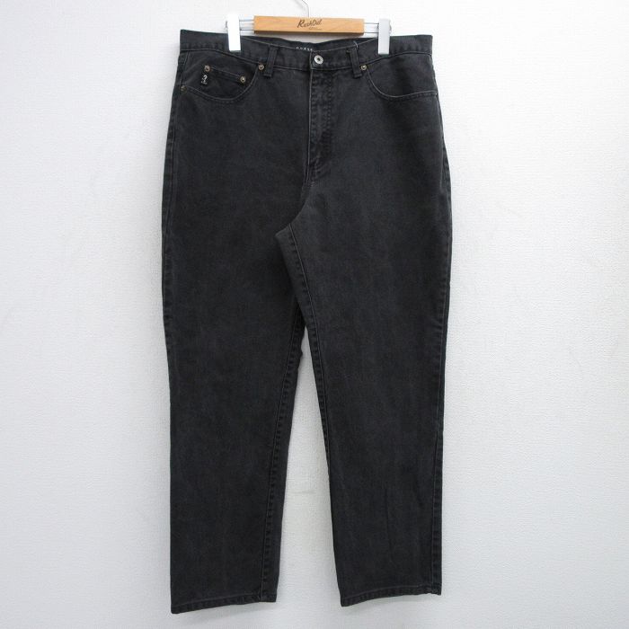W37★古着 ゲス GUESS ブランド ジーンズ メンズ 00年代 00s コットン 黒 ブラック デニム 【spe】 25jul16 中古 ボトムス ジーパン Gパン ロング パンツ