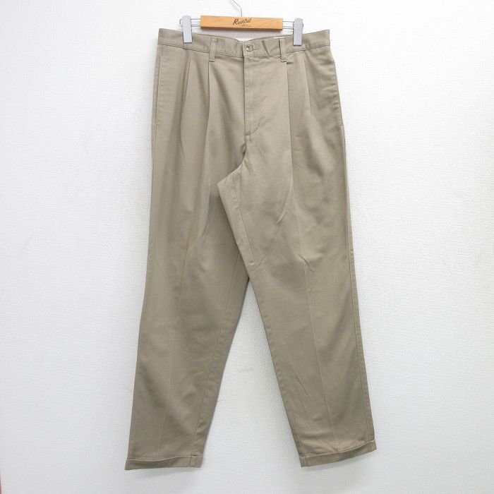 【50%OFF】W33★古着 エディーバウアー パンツ メンズ 00年代 00s コットン ベージュ カーキ 25jul16 中古 ボトムス ロング