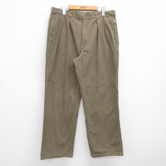 W36★古着 ラルフローレン Ralph Lauren ブランド パンツ メンズ 90年代 90s コットン USA製 薄緑 グリーン 25jul16 中古 ボトムス ロング