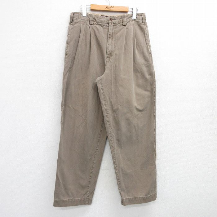 W32★古着 アバクロンビー Abercrombie&fitch パンツ メンズ コットン 濃ベージュ カーキ 25jul16 中古 ボトムス ロング