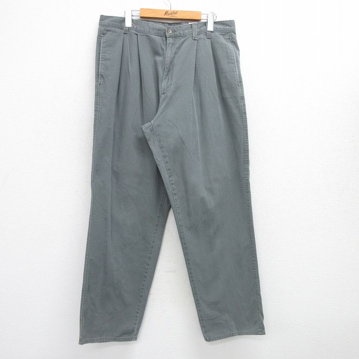 W36★古着 エディーバウアー パンツ メンズ 00年代 00s コットン 薄緑 グリーン 25jul16 中古 ボトムス ロング