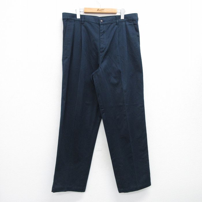 W37★古着 パンツ メンズ 紺 ネイビー 25jul17 中古 ボトムス ロング