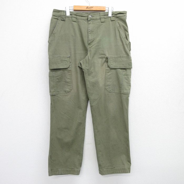W37★古着 DULUTH TRADING カーゴ パンツ メンズ ダック地 濃緑 グリーン 25jul17 中古 ボトムス ロング