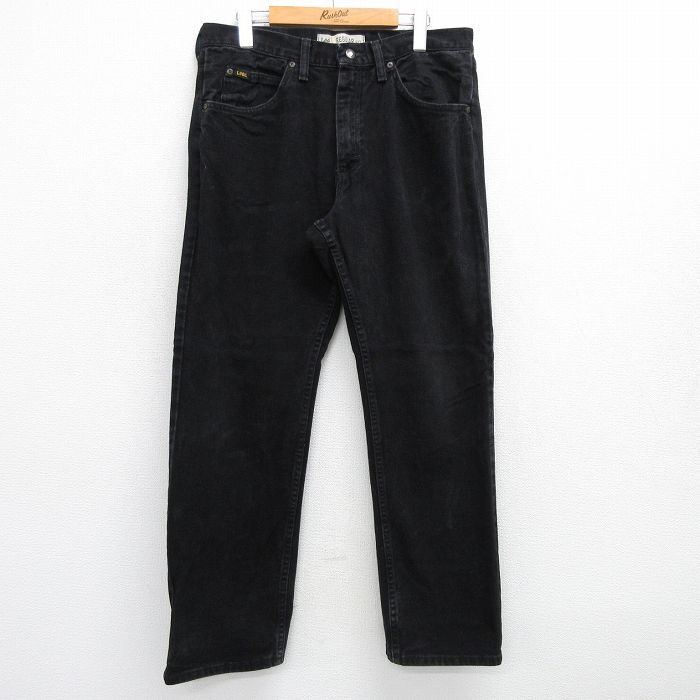 W34★古着 リー Lee ジーンズ メンズ コットン 黒 ブラック デニム 25jul17 中古 ボトムス ジーパン Gパン ロング パンツ