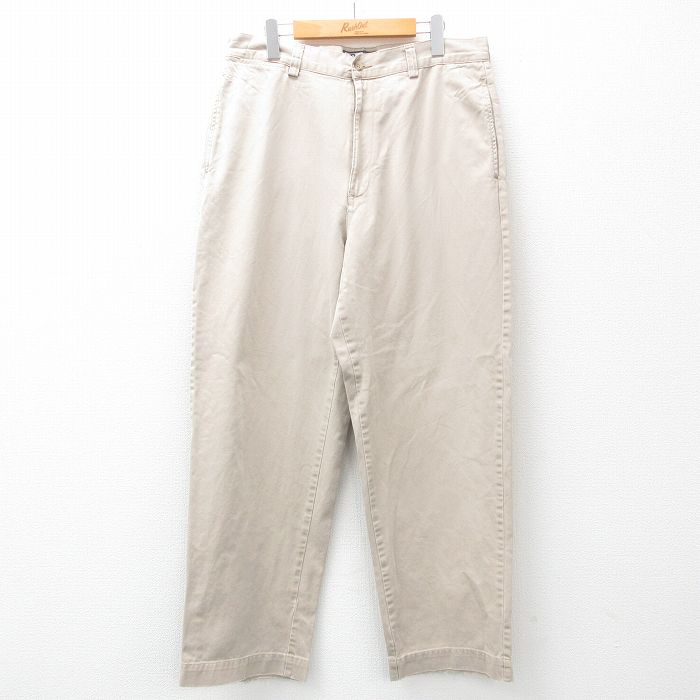 W34★古着 ラルフローレン Ralph Lauren ブランド チノ パンツ チノパン メンズ 90年代 90s コットン ベージュ カーキ 25jul17 中古 ボトムス ロング