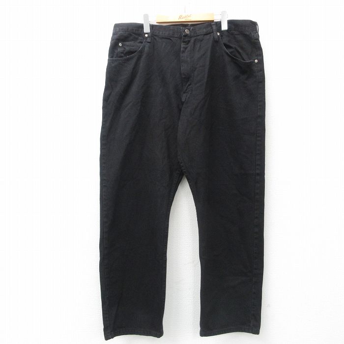 W40★古着 ラングラー Wrangler ジーンズ メンズ 大きいサイズ コットン 黒 ブラック デニム 25jul17 中古 ボトムス ジーパン Gパン ロング パンツ